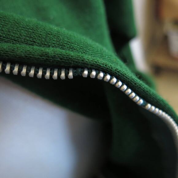 VINTAGE 1970's SEARS Perma Prest Zip Hoodie Size S Sweatshirt Green Casual - Picture 3 of 8